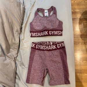 Gymshark Burgundy Sports Bra and Shorts Set